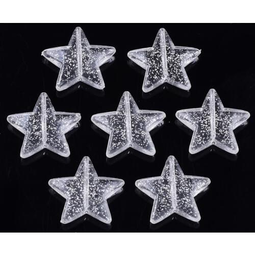 About 469pcs/500g Transparent Acrylic Star Beads With Glitter for jewelry making Decor Crafts Accessories 21x22x5mm, Hole: 1.2mm