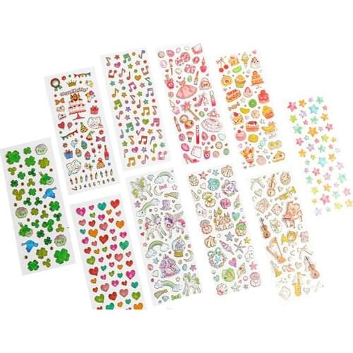 40packs/lot Korean Version Of The Cute Hot Stamping Transparent Stickers Scrapbooking Flakes Stationery Ten Styles