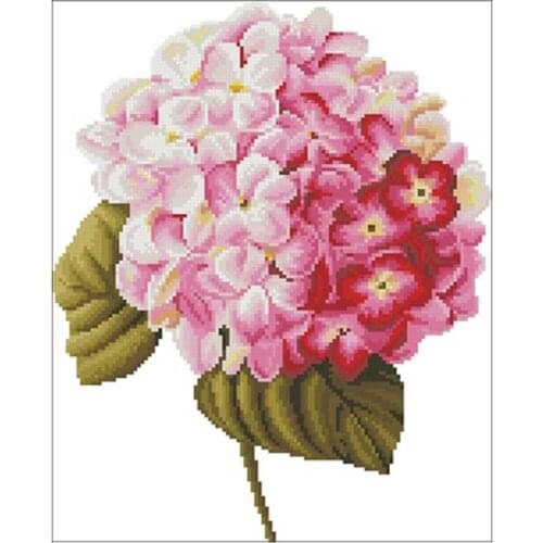 A pink hydrangea flower patterns Counted Cross Stitch 11CT 14CT 18CT DIY Chinese Cross Stitch Kits Embroidery Needlework Set