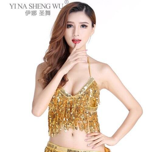 Belly Dance Profession Dancing Wear Bra Double Hanging Ear Bra Sexy Performance Wear Belly Dance Sequins Bra 9kinds of Colors