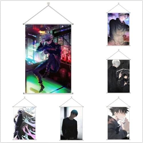 Jujutsu Kaisen Satoru Gojou Fushigura Megumi Alloy Fabric Wall Poster Scroll 60x90cm 24x36inches