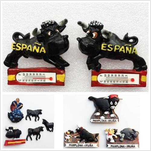 Spain Bull-Fight Arts Fridge Magnets Tourist Souvenir Decoration Articles Handicraft Magnetic Refrigerator Collection Gifts