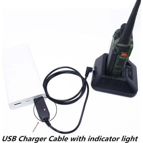 Baofeng 3.5mm USB Charger Cable with indicator light for Walkie Talkie BaoFeng UV-5R Li-ion Battery Charger