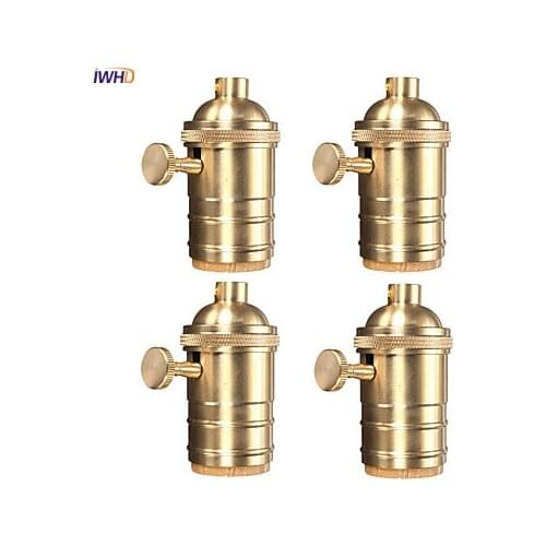 IWHD Retro Douille E27 Edison Lamp Holder Base Metal Bulb Holder Base Switch Portalamparas Vintage E27 Socket