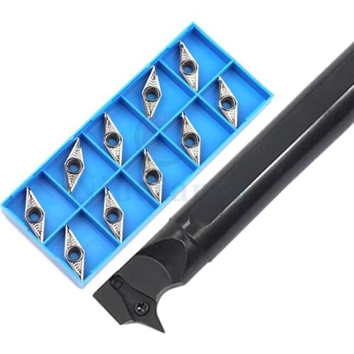 1pc S20R/S25S-SVWCR16 CNC internal turning tool Entering angle 72.5° lasting and durable+10pcs VCGT1604 carbide aluminum inserts