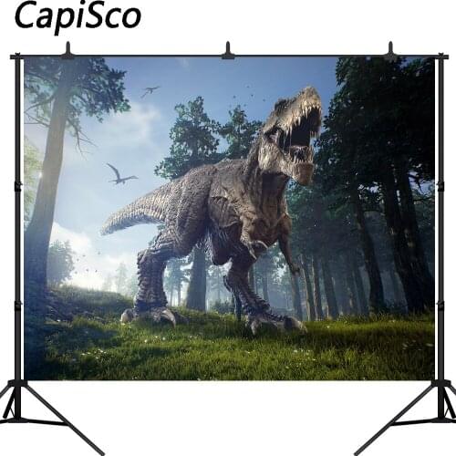 Capisco 3D Lifelike Dinosaur In Forest Photography Backgrounds Vinyl Custom Camera Photographic Backdrops For Photo Studio