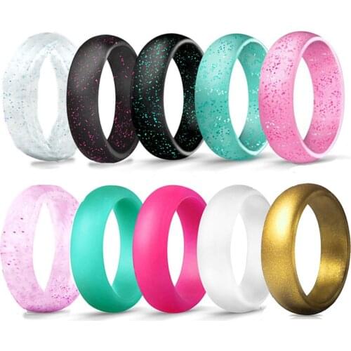 5.7mm Silicone Women Jewelry Rings Rubber Bands Flexible FDA Food Grade Silicone Charm Finger Gothic Wedding Ring Hypoallergenic