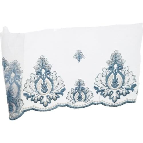 1 Yards Embroidery Blue Flower Lace Trim Ribbon Dress Sewing Craft 19cm Wide