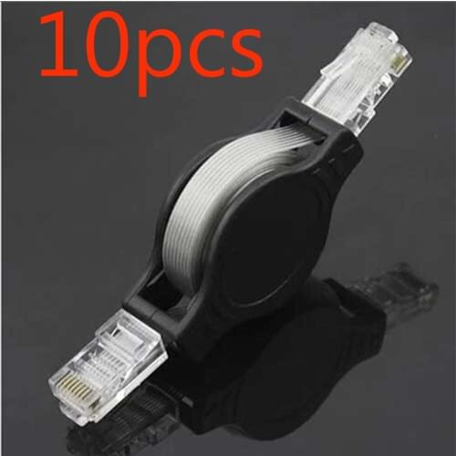 10pcs 5 ft Retractable ETHERNET LAN NETWORK CABLE CAT5 RJ45
