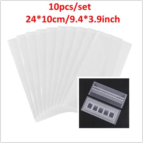 10pcs/set Transparent Plastic Storage Bag Folder Pockets Used For Storing Clear Stamps Metal Cutting Dies Embossing Template