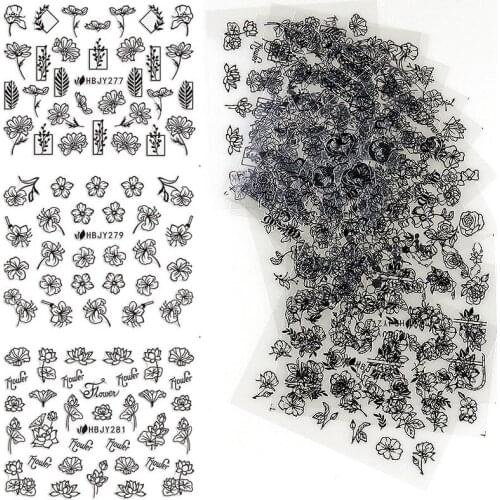 12pc/Set Flowers 3D Nail Sticker Heart Star Ultra-thin Nail Art Stickers Adhesive Stickers Decals Manicure 3D Decorations