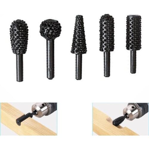 HOEN HSS Black Wood Drills Rotary File Dremel Tool Mini Drill Bit Set Cutting Tools For Woodworking Knife Wood Carving Tool 5Pcs