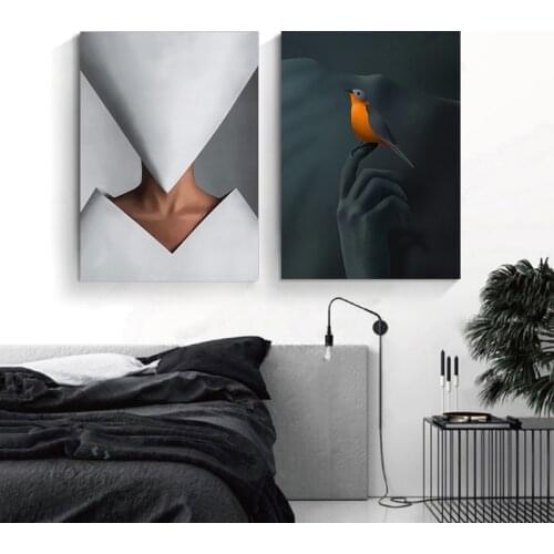 Abstract Beautiful Modern Minimalist model Bird Nordic Canvas Painting Art Print Poster Wall Picture Living Room Home Decoration