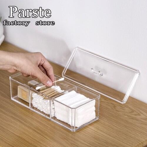 1 Pcs Acrylic Makeup Cotton Storage Box Debris Home Desktop Cotton Swab Storage High Quality Cotton Sick Box Transparent Dust
