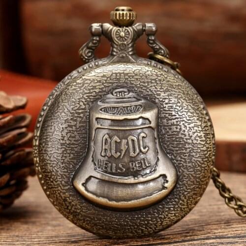 Antique Steampunk Retro Bronze Hells Bell Pattern Quartz Pocket Watch Necklace Pendant FOB Chain Clock Best Gifts for Men Women