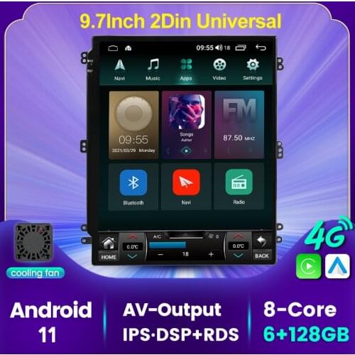 9.7inch RDS Android 11 6GB+128GB 8 Core Car Multimedia GPS Radio Stereo Player For Universal Toyota Hyundai VW Honda Lada