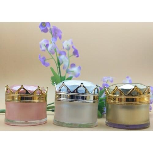 Top Grade Crown Gold White Cream Jars 10g 15g 20g Makeup Products Containers for Eyes Lips Face Care Gel Cream Lotion 100pcs/lot