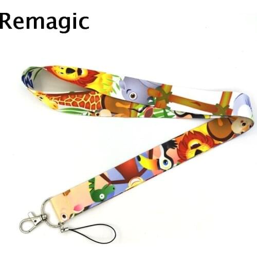 20pcs Animals zoo Neck Strap Lanyard keychain Mobile Phone Strap ID Badge Holder Rope Key Chain Keyrings cosplay Accessories