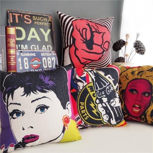 Nordic Cartoon anime characters Pattern 4378 Linen Cushion Cover Home Decorative Pillow Case Sofa Chair Waist Pillow cover