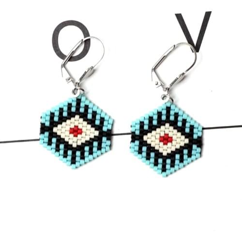 FAIRYWOO Evil Eye Earrings Women New Korean Fashion Miyuki Beaded Jewelry Unique Earrings Delica Stainless Steel Drop Earring