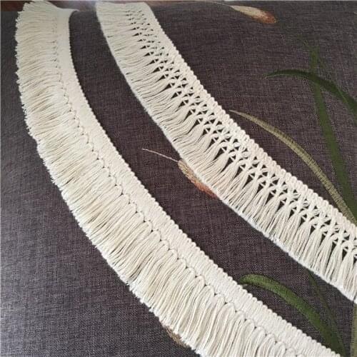 Beige ivory 15 yard cotton tassels fringe tapes lace trim ribbon sewing fabric 2cm-6cm wide M53S16