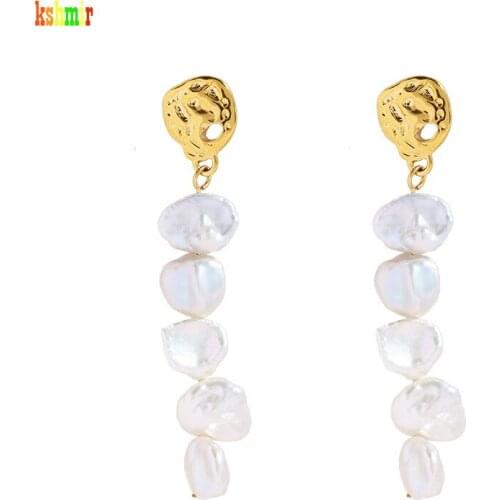 Inlaid Earrings Retro Palace Style Female Earrings Pearl Light Luxury Women Earrings Kshmir2020 Baroque Tianran Pearl Natural