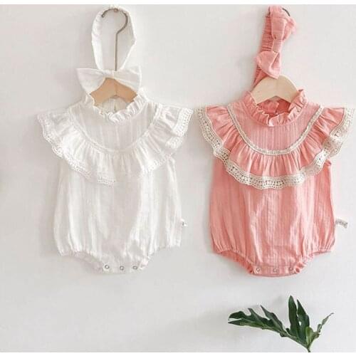Baby Girls Rompers Shorts Sleeve Embroidery Floral Clothes Summer Newborn Toddlers Kids Jumpsuits Korean Style Infants Clothes