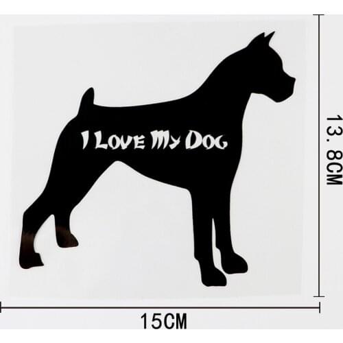 15CMX13.8CM Fashion I Love My Dog Vinyl Animal Car Sticker Decal Black/Silver 8C-0243
