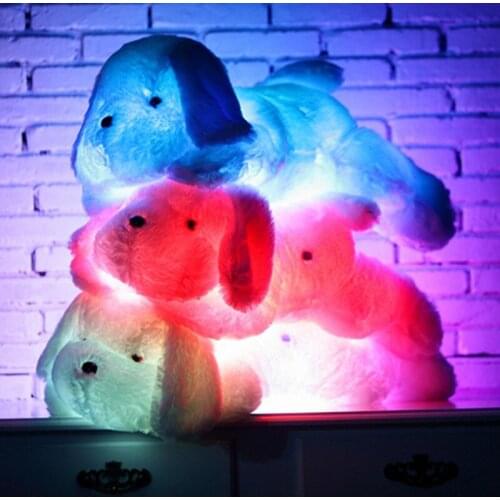 Cartoon Dog Plush Luminous Toy Colorful Glowing Stuffed Doll Birthday Gifts Sofa Pillow Music Kids Girl Room Decor Photo Props