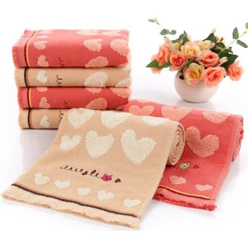 Soft And Absorbent Cotton Jacquard Face Towels For Home Heart Pattern Couple Towels 35*74Cm TJ3765