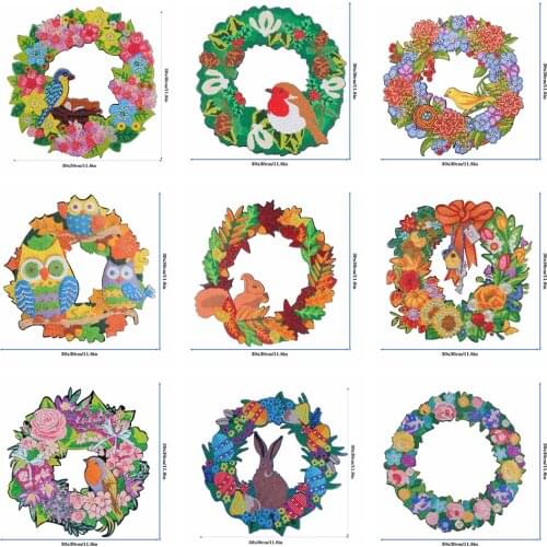 Flowers DIY Diamond Painting Wreath Diamond Embroidery Kit Special Shaped Drill Cross Stitch Diamond Art Craft Home Decoration