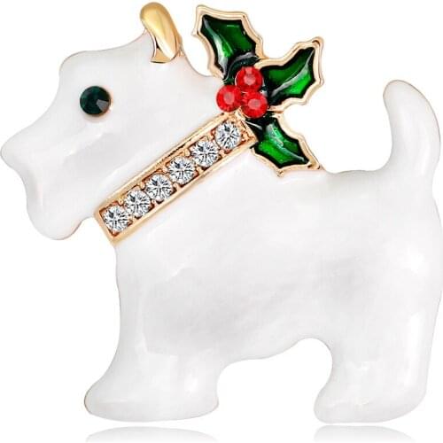Wholesale Lovely Dog With Collar Enamel Christmas Gift Brooch Pin