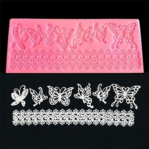 Hollow butterfly Flower Lace Mold Cake border Decoration tools Fondant Cake 3D Mold Food Grade Silicone Mat Mould Baking Tools