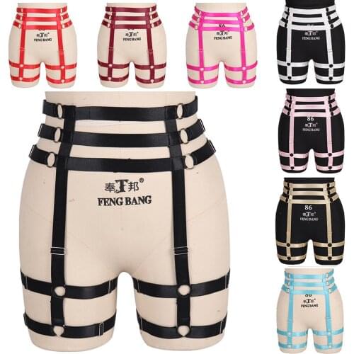 Sexy garter belt harajuku goth body harness fetish wear stockings garter body cage harness