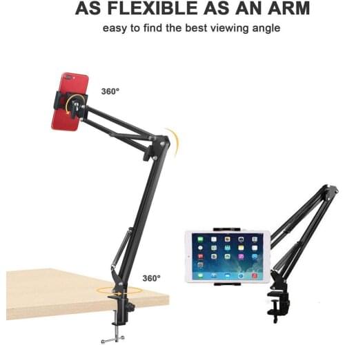 Adjustable Desktop Suspension Boom Arm Stand Holder Stand Scissor Mount Clamp For IPhone Samsung For Logitech Webcam C922 C930