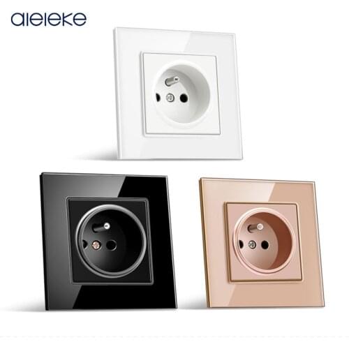 Wall Crystal Tempered Glass Panel Power Socket Plug French Standard Power Supply Outlet AC100-250V Electrical Sockets