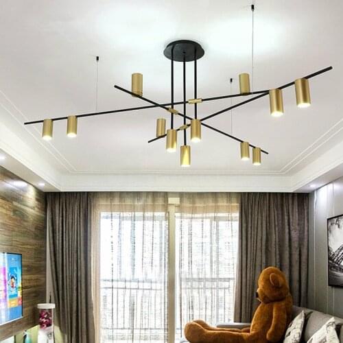 Nordic Gold / Black Metal GU10 Led Chandelier Rotatable Branch Led Chandelier Lighting Rod Pendant Chandelier Lamparas Fixtures