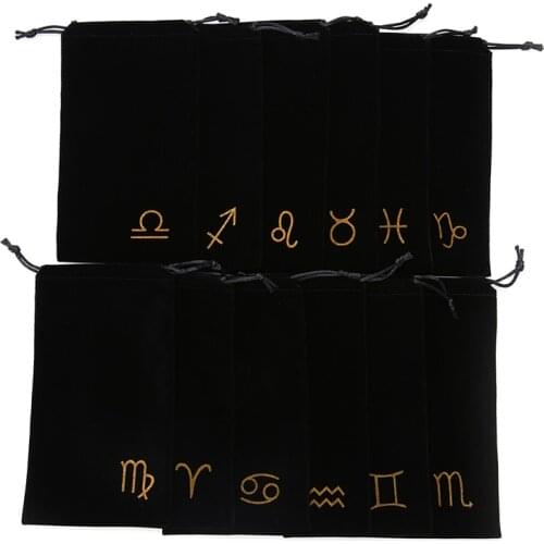 12 Constellations Velvet Pentagram Tarot Card Storage Bag Toy Home Mini Drawstring Package For Playing Cards