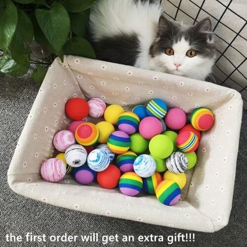 8/10PCS Biger Rainbow Ball Cat Toy Colorful Ball Interactive Pet Cat Dog Chew Toy Tooth Cleaning Balls Scratch EVA Training Ball