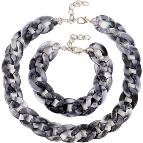 Vintage bohemian leopard aceate acrylic choker necklace bracelets jewelry set for women girl wedding party accessories gift