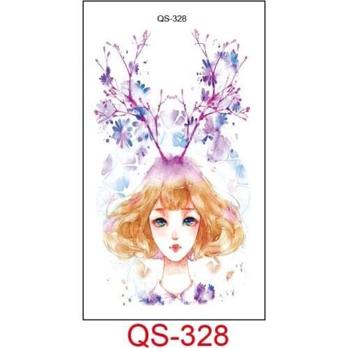 Waterproof Temporary Tattoo Stickers deer girl fake Tattoo Geometric animal Flash Tattoo Hand Back Foot for Girl Women Men