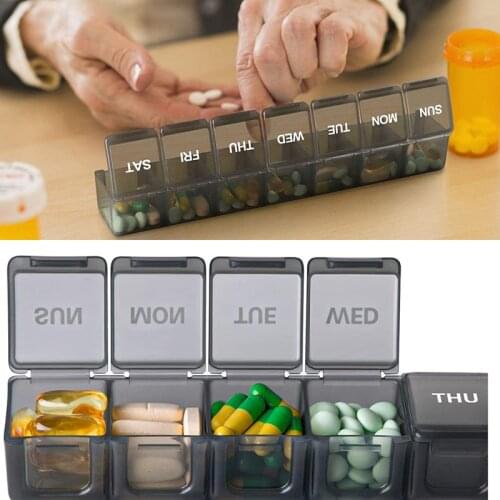 Weekly Pill Organizer Daily Cases XL Box Storage Vitamins 7 Day Portable Travel