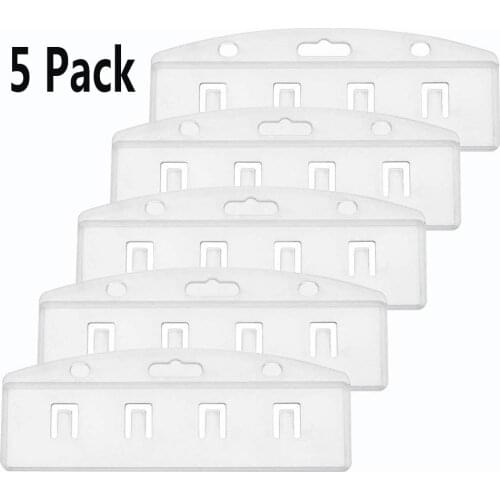 XRHYY Pack Of 5 Horizontal Half Card Badge Holder For Swipe ID Cards Frosted Rigid Polycarbonate Plastic-Transparent