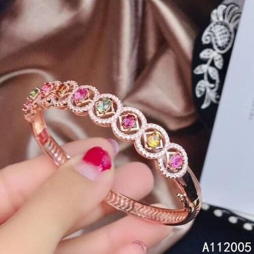 KJJEAXCMY fine jewelry 925 sterling silver inlaid Natural tourmaline female bracelet beautiful support detection