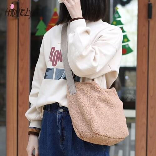 Winter Faux Fur Shoulder Bags 2021 Women Large capacity Crossbody Bag Ladies Plush Handbag Fashion Warm Purses Bolsa Feminina Q1