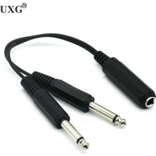 1pc 6.35mm 1/4 inch Stereo TRS Female to 2 Dual 6.35mm Mono TS Male Y Splitter Cable 20CM