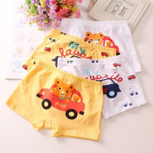 4Pcs/Lot Childrens Cartoon Boxer Kids Underwear Boys Boxer Cotton Shorts Student Panties Suit 2-12 Years
