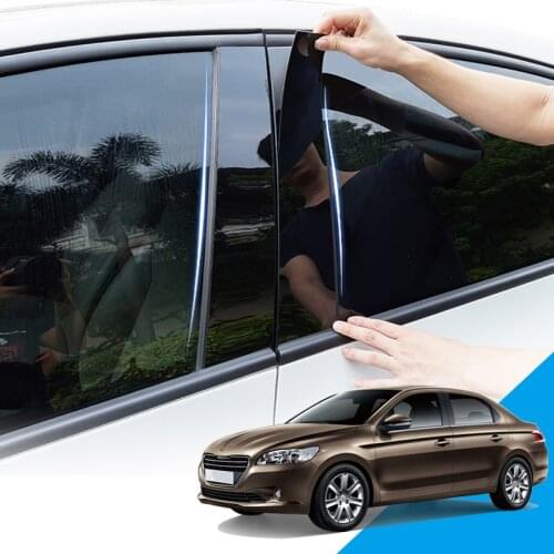 Car Styling PVC Car Window Pillar Trim Sticker Middle BC Column Stickers Auto External Accessories Fit For Peugeot 301 2013-2020
