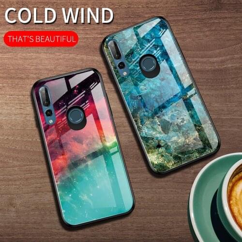 For Huawei P Smart Z Case Luxury Marble Grain Gradient Hard Tempered Glass Protective Back Cover Case for huawei p smart 2019