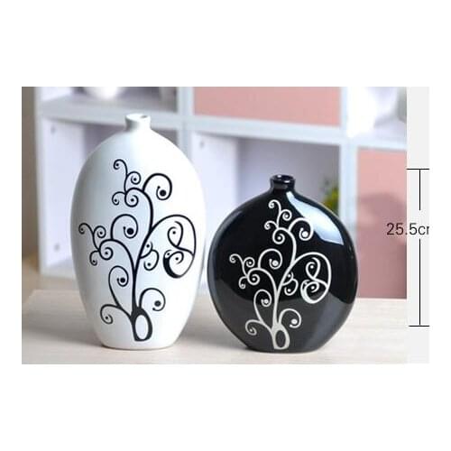[baby material]: Ceramic Vase black white 1pair 2PC art craft Ceramics modern fashion Figures Lovely Fine Gift crafts decoration